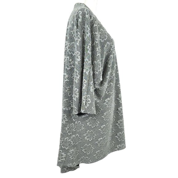 LuLaRoe Open Front 3/4 Sleeve Cardigan Sweater Womens Size L Grey Floral - Picture 15 of 15